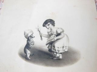 Early Victorian Illustrations Of Girl With Pet Dog