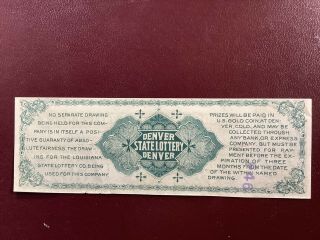 The Year 1890 25 CENT DENVER COLORADO STATE LOTTERY TICKET Authentic Historical 2