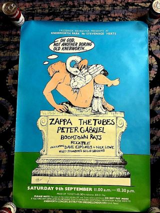 1978 Frank Zappa Tubes Peter Gabriel Boomtown Rats Knebworth Uk Poster