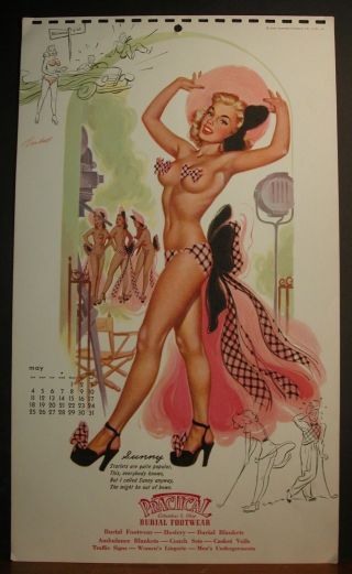 B.  Randall Calendar Page Sunny May 1952 I Called Sunny She Might Be Out Of Bows