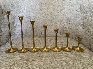 Vintage Brass Candlestick Candle Holders Set Of 7 Tapered Graduated Sizes