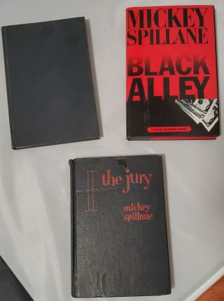 Mike Hammer Hard Cover Books By Mickey Spillane.  I,  The Jury,  Black Alley,  Survi