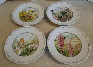 Marjolein Bastin Wildflower Meadow 8 " Plates Hallmark Birds Flowers Set Of 4