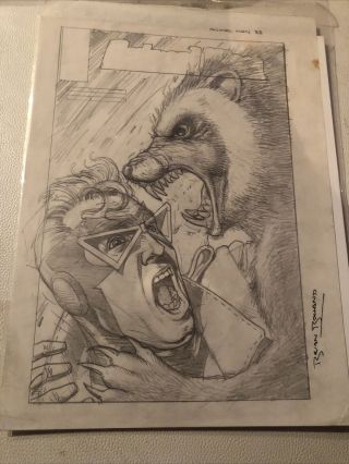 Brian Bolland Animal Man Signed Art Sketch Cover Page