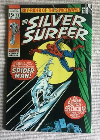 Hot 1970 The Silver Surfer 14 Vf - 7.  5 Lee Buscema Atkins Sidey Thwipp