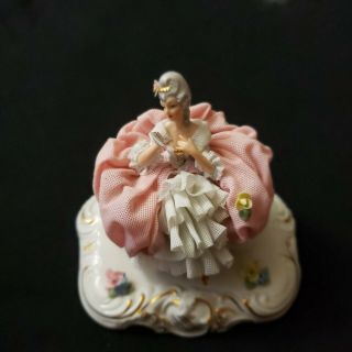Western Germany Dresden Lace Figurine Seated Woman