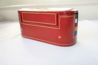 Unusual Vintage Italian Gold Tooled Leather Playing Card Box With Chips