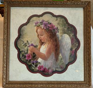 Home Interiors Girl With Flowers Framed Art By Laurie Hein
