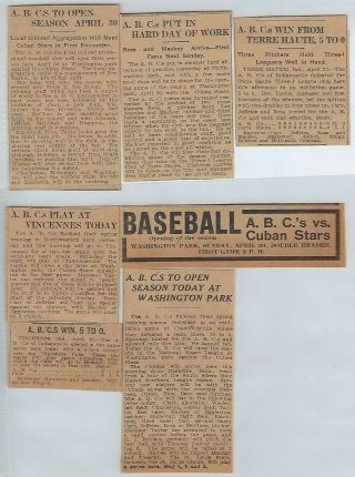 Negro League Baseball News Clippings April To July 1922