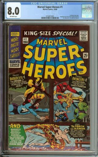 Marvel - Heroes 1 Cgc 8.  0 Ow Pages // 1st Marvel One - Shot