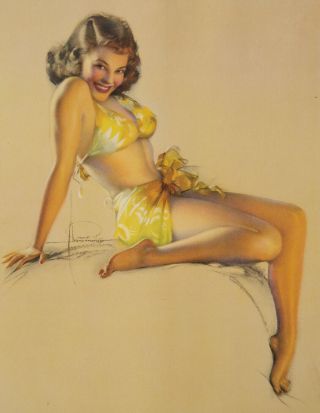 Rolf Armstrong Matted Pin - Up Print Seductive Bikini Beauty I ' ll Say So 3
