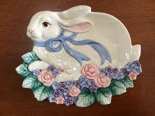 Fitz & Floyd Vintage Bunny Rabbit Canape Plate Tray Server Dish Easter 1993