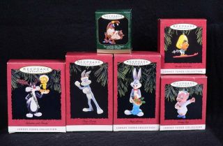 (6) Hallmark Ornament Looney Tunes Bugs Bunny Sylvester & Tweety Porky Pig