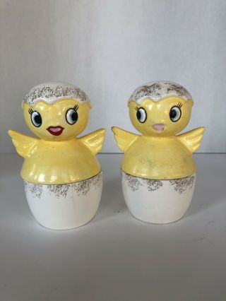 Vintage Holt Howard Baby Chick Egg Cup W/salt And Pepper Shakers
