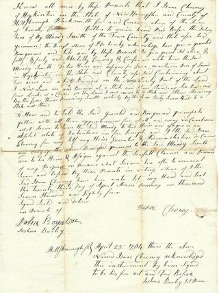 1784 Deed Signed By 2 Rev War Cheney And Boynton Land In Hopkinton,  N