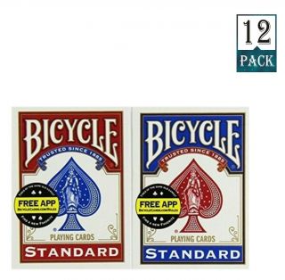 Bicycle Poker Size Standard Index Playing Cards (blue / Red) Pack 12