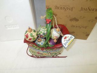 Jim Shore Christmas Sleigh W Ornaments Inside Sleigh Bells Ring W Box 7x8x5 "