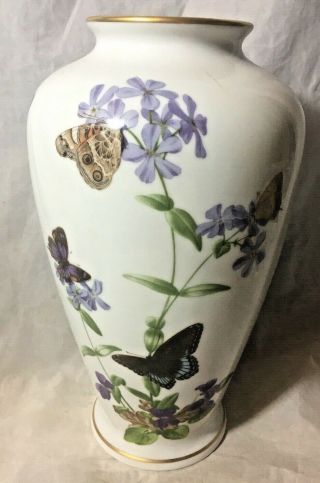 1981 Franklin Meadowland Butterfly 11.  5 " Vase By John Wilkinson