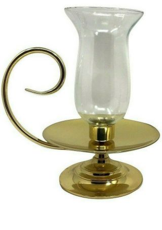 Baldwin Brass 11 " Colonial Chamber Hurricane Candle Holder W/ Glass Globe Usa