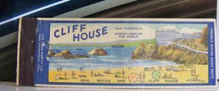 Rare Vintage Matchbook M2 San Francisco California Seal Rocks & Cliff House