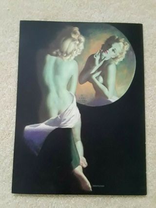 Earl Moran 1940s Brown & Bigelow Pin - Up Print Nude Marilyn Monroe In Mirror Rare