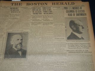 1909 June 9 The Boston Herald - E.  F.  Nichols Elected Head Of Dartmouth - Bh 381