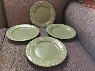 Longaberger Pottery Set Of 4,  Sage Green.  Luncheon Plates