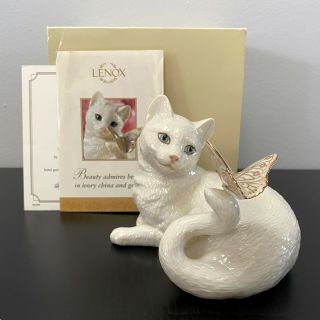 Lenox Enchantment Cat With Butterfly Sculpture Figurine 5.  5 " W
