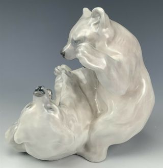 Royal Copenhagen Denmark Polar Bears Playing 1107 Signed Porcelain Figurine ILO 2
