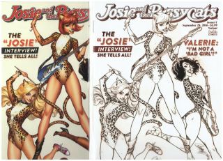 Josie And The Pussycats 1 J Scott Campbell Nm Variant Set Sketch Color W/coa