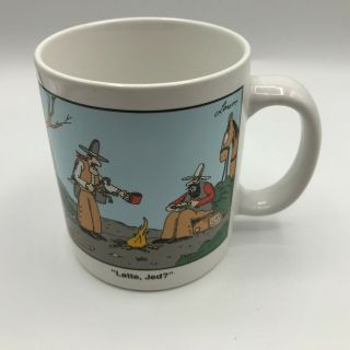 The Far Side Gary Larsen Vintage Latte Jed 1991 Coffee Cup Mug Cowboys Horses