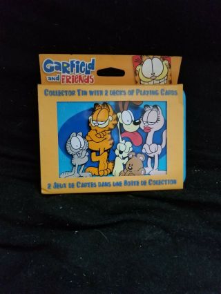 Garfield And Friends Hoyle Collector Tin 2 Decks Playing Cards