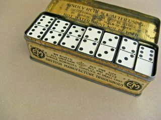 Antique domino set in Tin box and playing cards 3