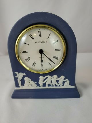Wedgwood England Portland Blue Jasperware Quartz Clock -