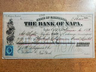 1878 Bank Of Napa Us Gold Coin First O Exchange Ca Anglo Bank Watson Seligman Ny