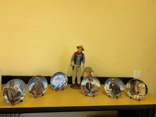 John Wayne Franklin Collectible Plates And Figurine
