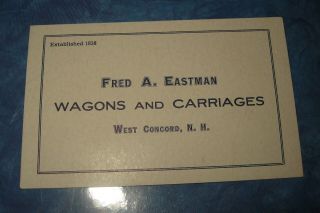 Business Trade Card Blot Eastman Buggy Wagons Carriages Coaches Concord Nh 1901