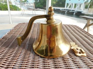 Brass/bronze Nautical Wall Bell With Bracket 5 1/2 " Diam Estate