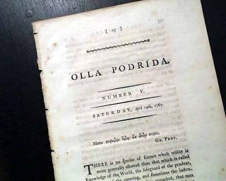Rare 18th Century Post Revolutionary War Oxford England 1787 Old Newspaper