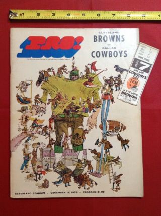 1970 Cleveland Browns Ticket & Program V Dallas Cowboys Nfl Football Stadium