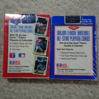 Sealed: MLB 1990 & 1991 Major League Baseball ALL - Star Playing Cards Poker 2