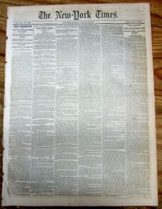 1865 Ny Times Civil War Newspaper Capture Of Ft Fisher Wilmington North Carolina