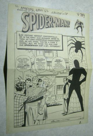 1962 Fantasy 15 Spider - Man Page 1 Artwork Officially Licensed By Marvel