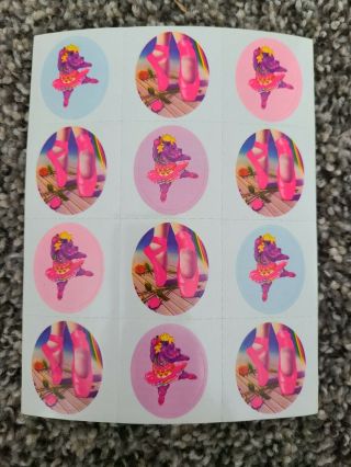 Lisa Frank Vintage Hippo Ballerina Sticker Sheet Complete S117 80s Ballet Shoe