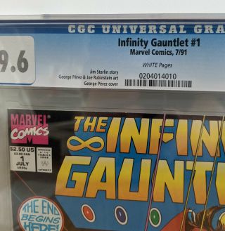 Comic CGC 9.  6 Infinity Gauntlet 1 movie endgame Thanos Comics Book NM 2