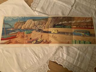 1950’s Poster Of Going To The Sea Painted By John Harwood 12 X 35 1/2 “