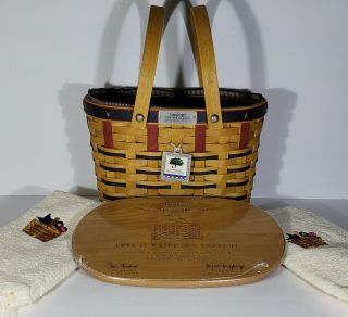 Longaberger 2003 Bee Basket Combo: Liner,  Towels,  Protector & Card