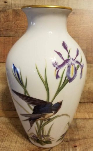 Franklin Porcelain The Meadowland Bird Vase 12 " 1980 Signed