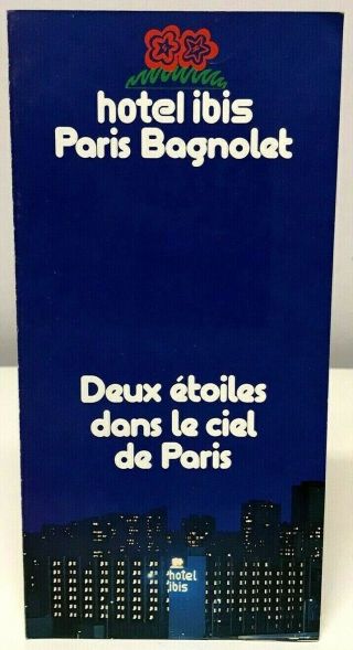 Vintage Hotel Ibis Paris Bagnolet France Leaflet Brochure Interior Photo Images