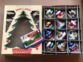 Christopher Radko Shiny Brite Large Reflectors & Drops Christmas Ornaments W Box
